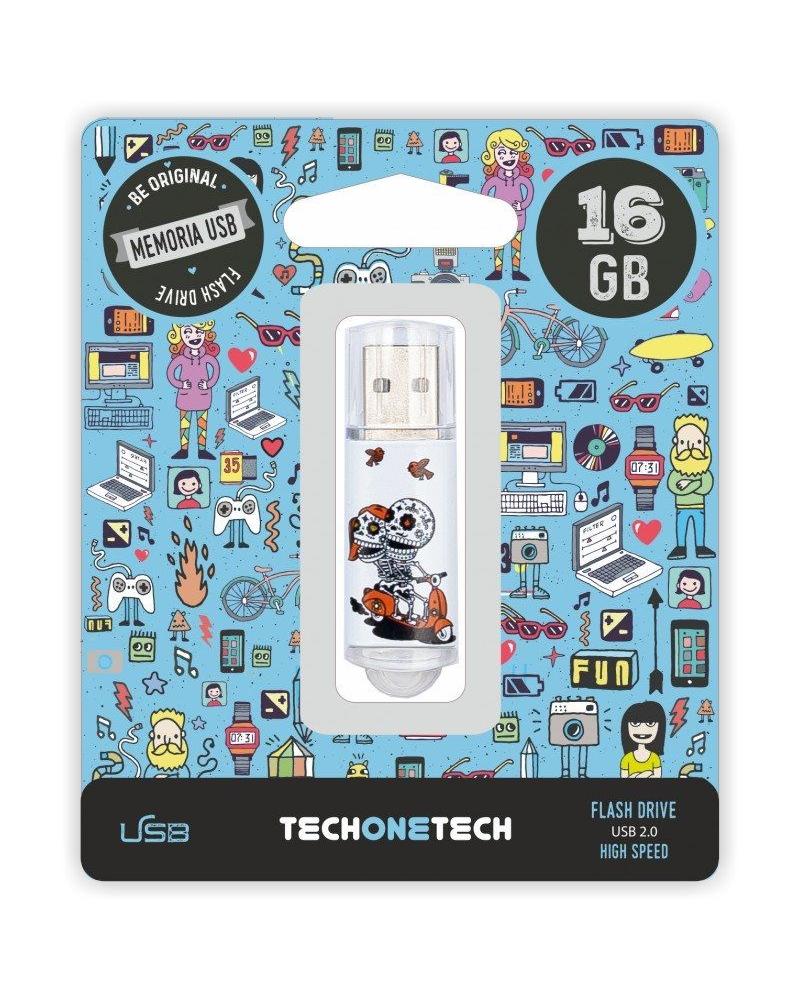 PENDRIVE TECH ONE TECH CALAVERA MOTO 16GB USB 2.0 - Imagen 1