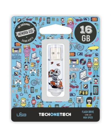 PENDRIVE TECH ONE TECH CALAVERA MOTO 16GB USB 2.0 - Imagen 1