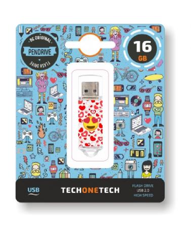 PENDRIVE TECH ONE TECH EMOJIS HEART EYES 16GB - USB 2.0 - Imagen 1