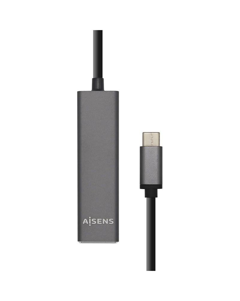 HUB USB AISENS A109-0403 GRIS - CONECTORES 1*USB TIPO-C MACHO / 4*USB 3.0 HEMBRA - LONGITUD CABLE 15CM - Imagen 1