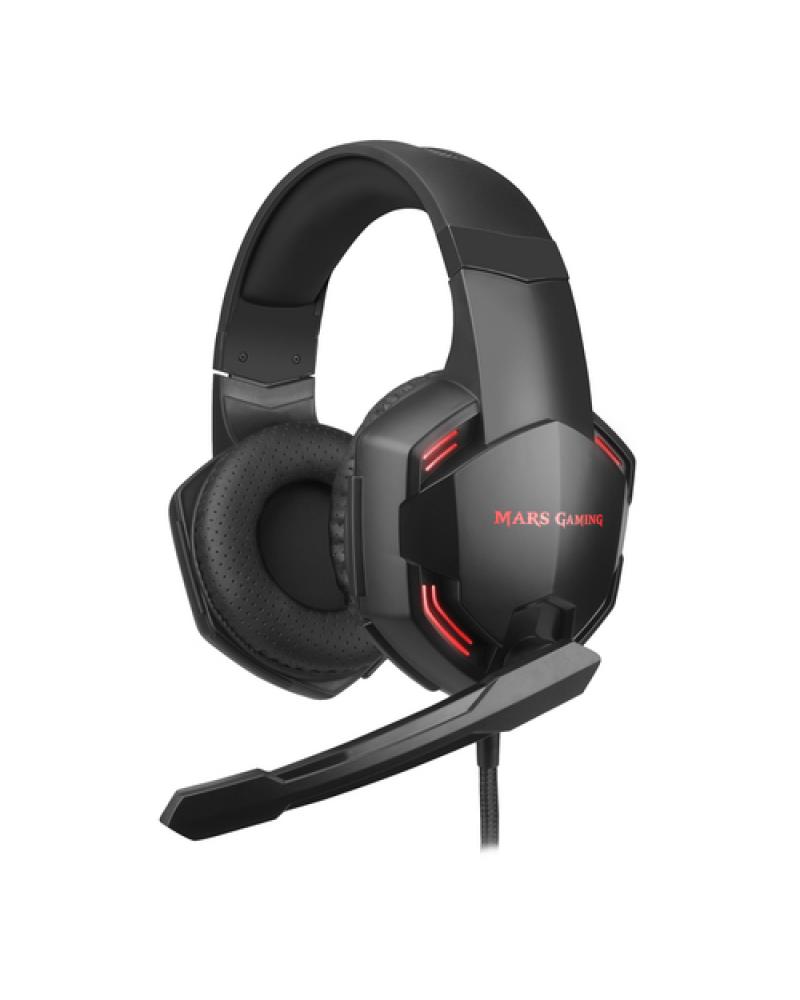 AURICULARES MARS GAMING MHXPRO71 - 7.1 - DRIVERS SUPERBASS 50MM - MICRÓFONO PLEGABLE - ILUMINACIÓN LED ROJA - CABLE 200CM - USB 