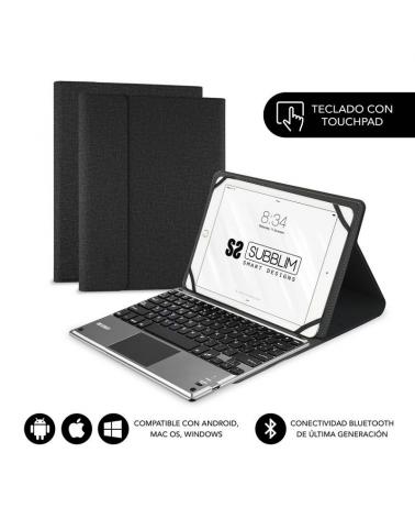FUNDA CON TECLADO SUBBLIM KEYTAB PRO BLUETOOTH TOUCHPAD BLACK - PARA TABLET 10.1'/25.6CM - BATERÍA 420MAH - COMP. WINDOWS/ANDROI