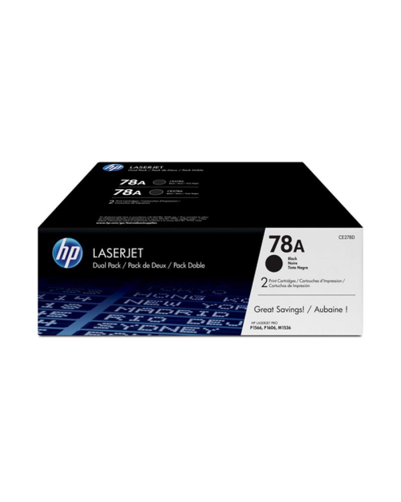 TONER NEGRO HP CE278AD Nº78A LÁSER 2100 PÁGINAS 2 UNIDADES PARA LA HP LÁSER P1566 / P1606 - Imagen 1
