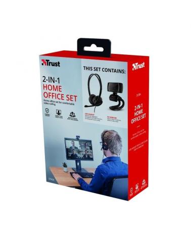PACK 2 EN 1 TRUST DOBA HOME OFFICE SET - WEBCAM HD 720P - AURICULARES CON MICRÓFONO AJUSTABLE - CONEXIÓN USB - Imagen 1