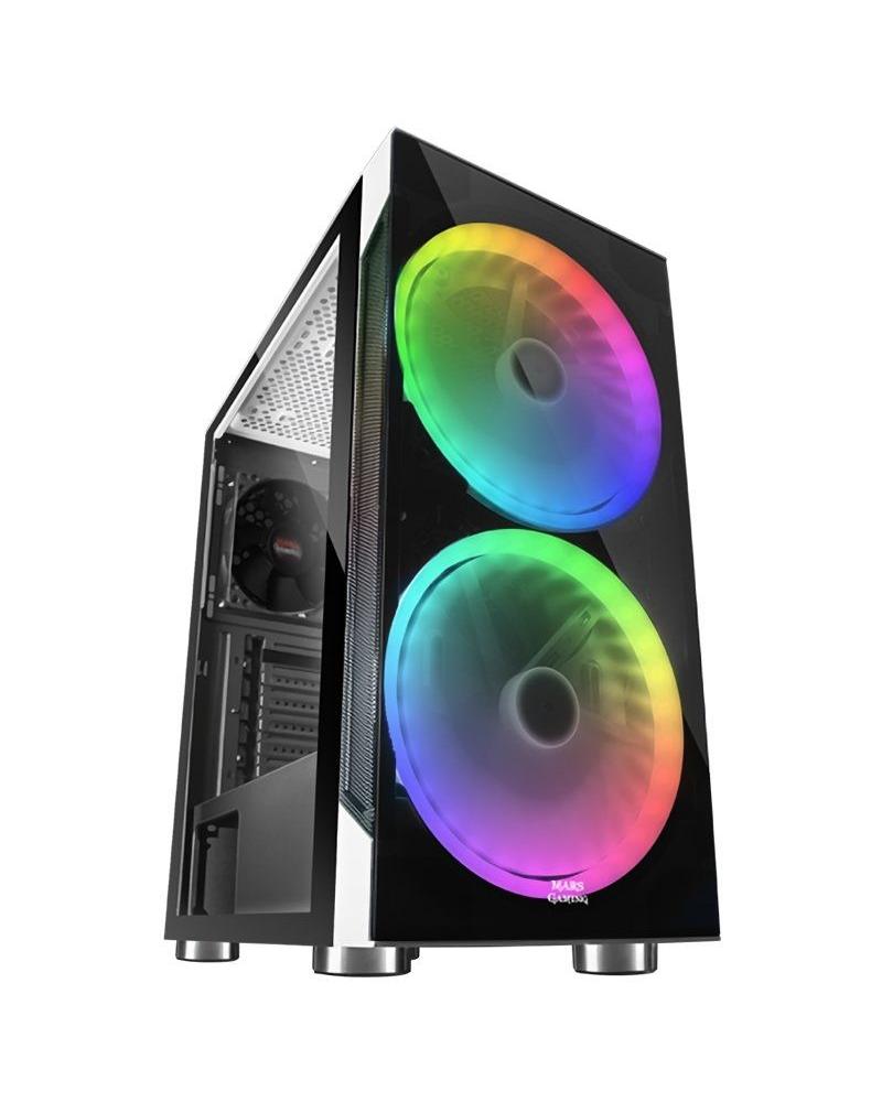 CAJA SEMITORRE MARS GAMING MC9 WHITE - USB3.0 - 2*USB2.0 - HD AUDIO+MIC - 2 VENTILADORES RGB 200MM - VENTANA LATERAL + FRONTAL C