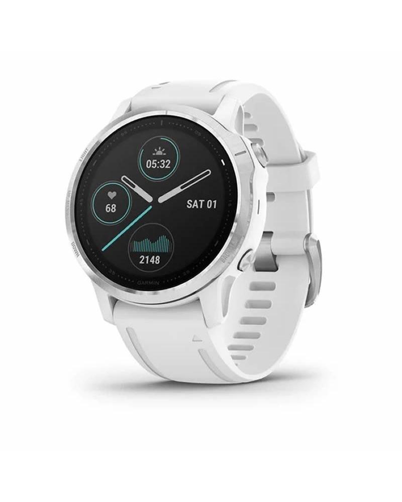 RELOJ DEPORTIVO CON GPS GARMIN FÉNIX 6S PLATA/BLANCO CON CORREA BLANCA - 42MM - PANTALLA 3.04CM - BT - 10ATM - MULTISPORT - SALU