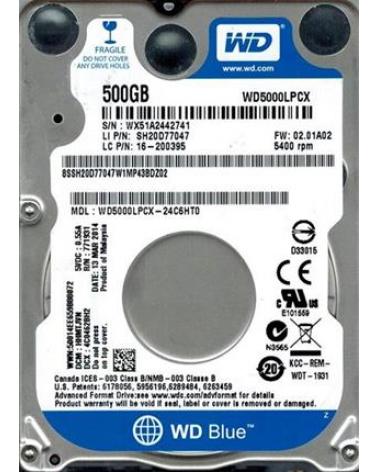 HD 2.5' WD BLUE 500GB SATA III 5400RPM · - Imagen 1
