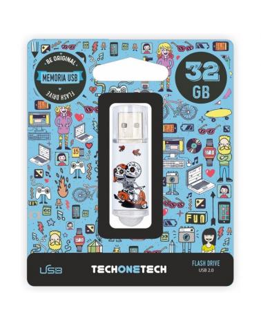 Pendrive 32GB Tech One Tech Calavera Moto USB 2.0 - Imagen 1