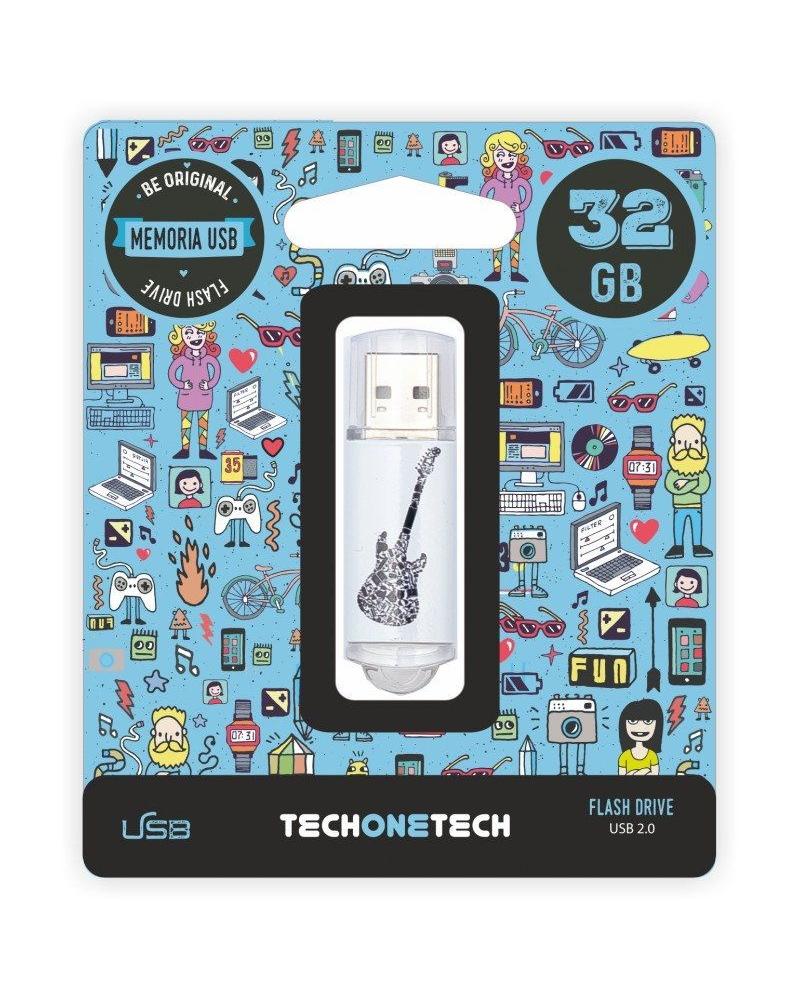 Pendrive 32GB Tech One Tech Crazy Black Guitar USB 2.0 - Imagen 1