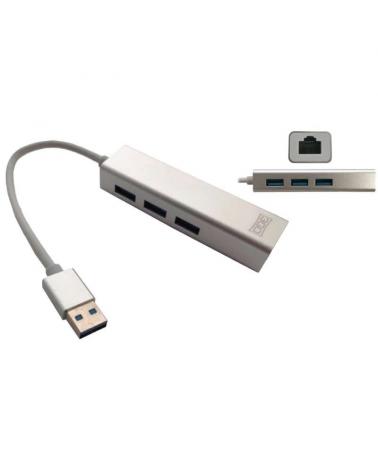 Hub USB 3GO HUB37PETH/ 3 Puertos USB 3.0/ 1 RJ45/ Blanco - Imagen 1