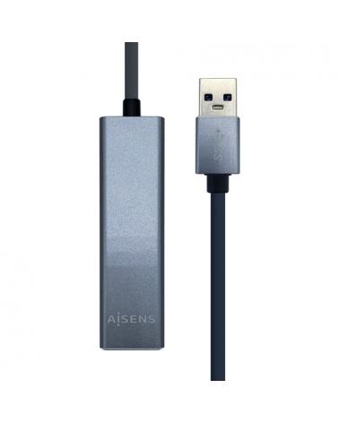 Hub USB Aisens A106-0401/ 3 Puertos USB 3.0/ 1 RJ45/ Gris - Imagen 1