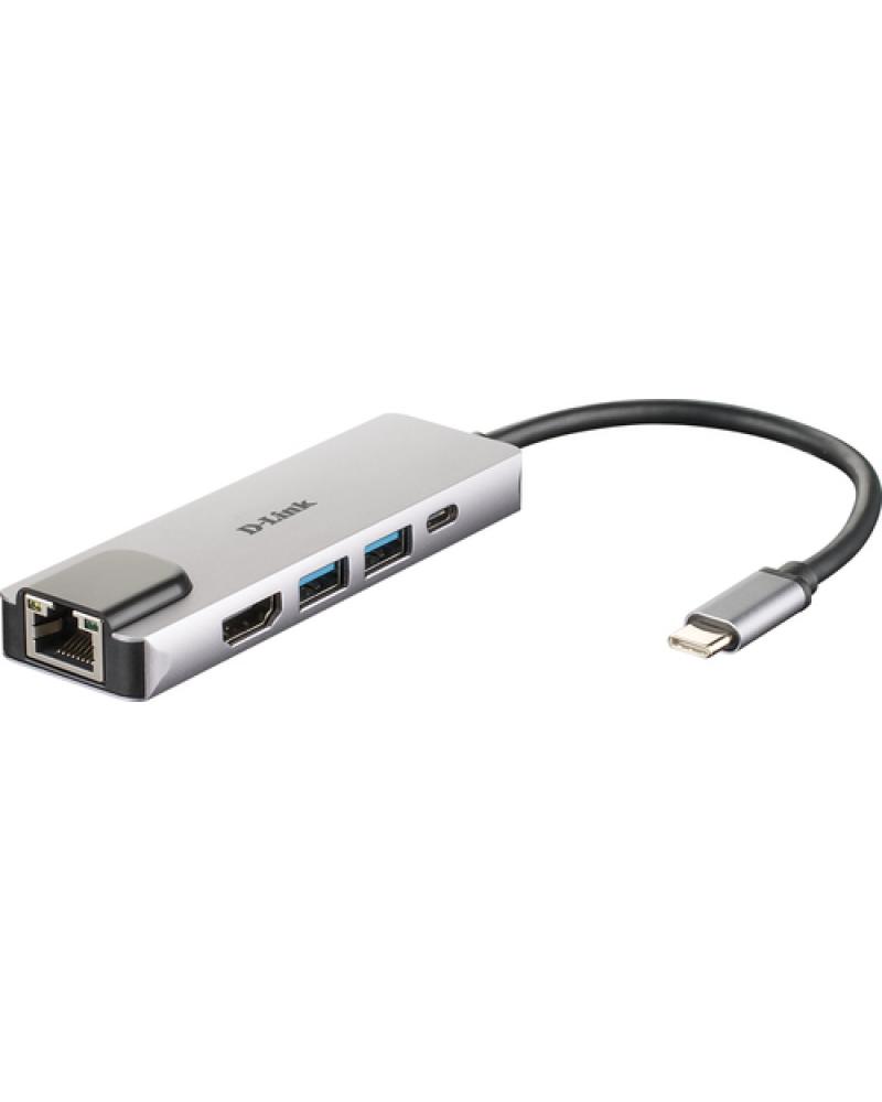 Hub USB D-Link DUB-M520/ 2 Puertos USB/ 1 HDMI/ 1 RJ45/ 1 Thunderbolt/ Gris - Imagen 1