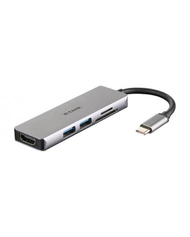 Hub USB D-Link DUB-M530/ 2 Puertos USB 3.0/ 1 HDMI/ 1 Lector Tarjetas SD/ Gris - Imagen 1