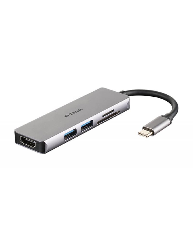Hub USB D-Link DUB-M530/ 2 Puertos USB 3.0/ 1 HDMI/ 1 Lector Tarjetas SD/ Gris - Imagen 1