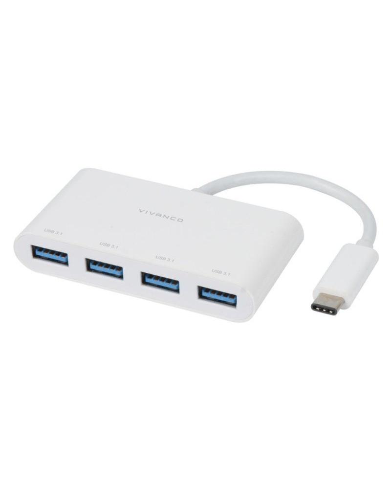 Hub USB Vivanco 45384/ 4 Puertos USB/ Blanco - Imagen 1