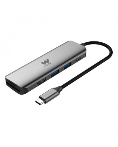 Hub USB Woxter PE26-165/ 2 Puertos USB/ 1 HDMI/ 1 Lector Tarjetas SD/ Gris - Imagen 1