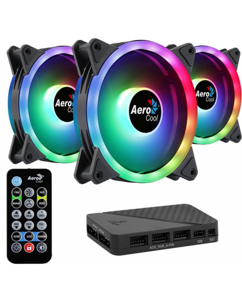 Pack 3 Ventiladores Aerocool 12 Dúo Pro/ 12 cm + H66F HUB + Mando a Distancia - Imagen 1