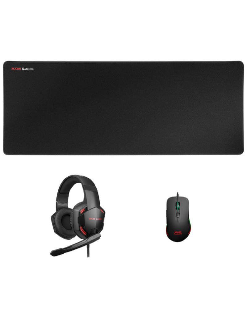 Pack Gaming Mars Gaming MCPPRO/ Alfombrilla + Ratón Óptico + Auriculares con Micrófono - Imagen 1