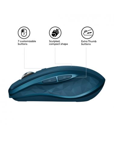 Ratón Inalámbrico por Bluetooth/ 2,4GHz Logitech MX Anywhere 2S/ Hasta 4000 DPI/ Verde Azulado - Imagen 5