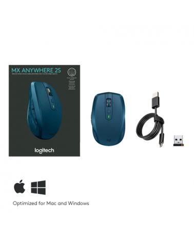 Ratón Inalámbrico por Bluetooth/ 2,4GHz Logitech MX Anywhere 2S/ Hasta 4000 DPI/ Verde Azulado - Imagen 7