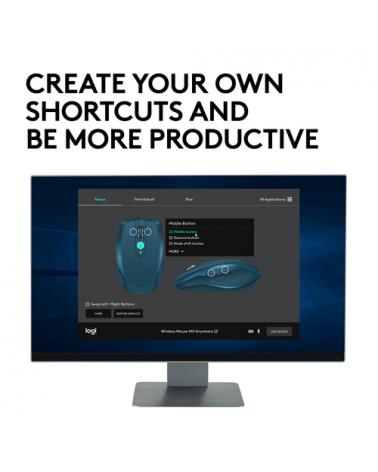 Ratón Inalámbrico por Bluetooth/ 2,4GHz Logitech MX Anywhere 2S/ Hasta 4000 DPI/ Verde Azulado - Imagen 9