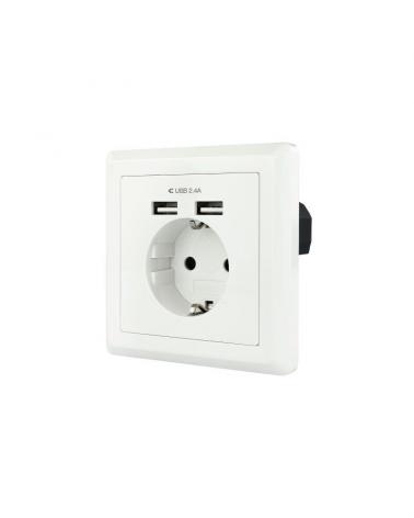 Roseta de Pared Nanocable 10.35.0010/ 1 Schuko/ 2 USB - Imagen 1