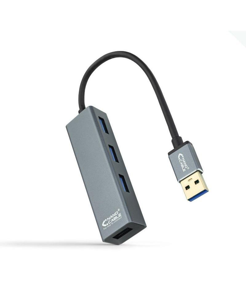 Hub USB Nanocable 10.16.4402/ 4 Puertos USB 3.0/ Gris - Imagen 1