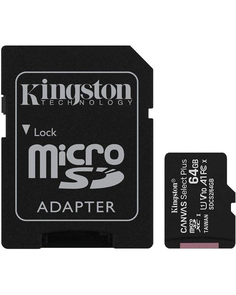 Tarjeta de Memoria Kingston CANVAS Select Plus 64GB microSD XC con Adaptador/ Clase 10/ 100MBs - Imagen 1