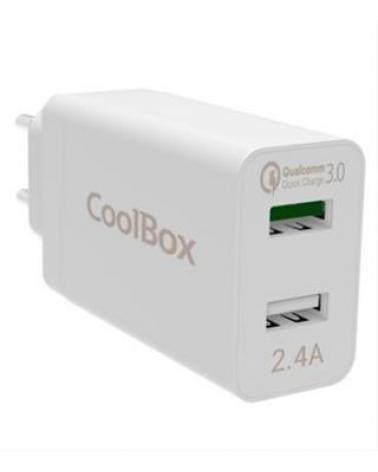 CARGADOR DE PARED 2XUSB COOLBOX QUALCOMM 3.0 BLANCO - Imagen 1