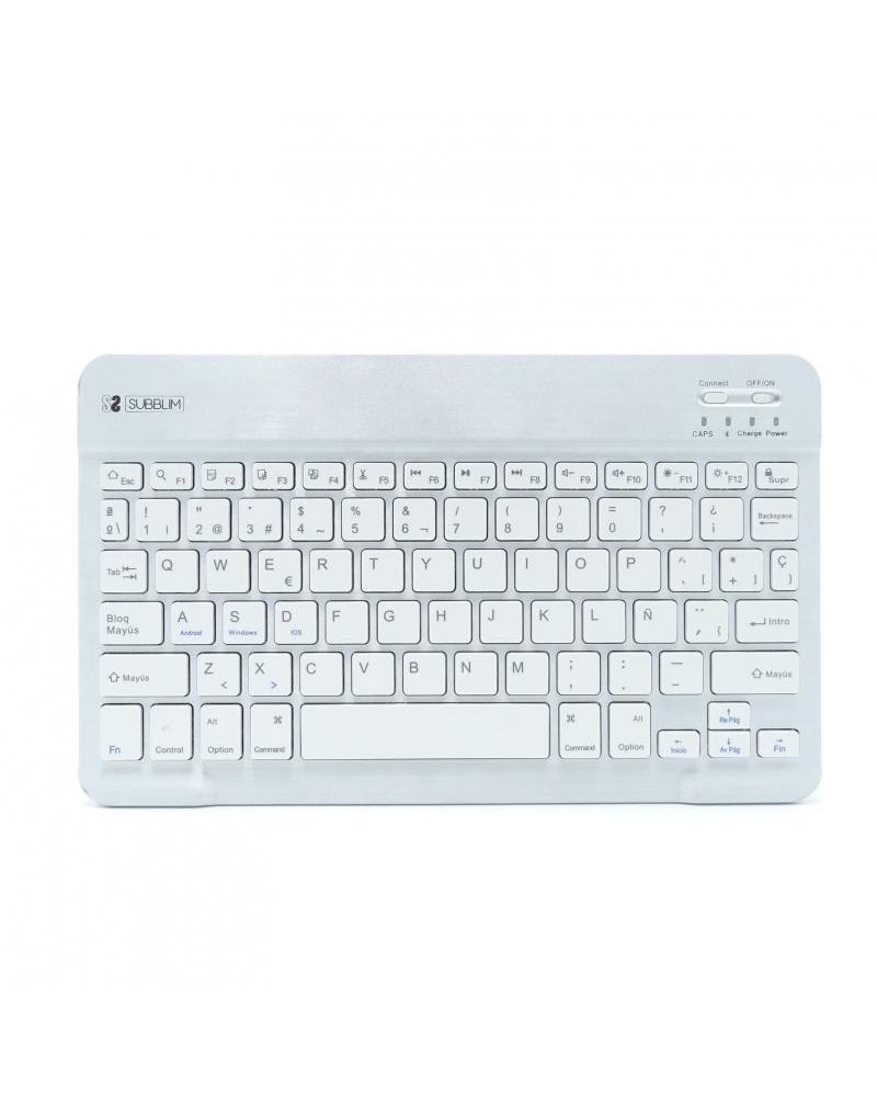 Teclado Compacto Inalámbrico por Bluetooth Subblim Smart/ Plata - Imagen 1
