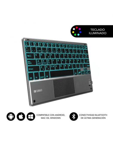 Teclado Compacto Inalámbrico por Bluetooth Subblim Touchpad Smart Blacklit/ Gris - Imagen 1