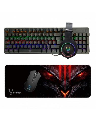 Pack Gaming Woxter Stinger Elite Kit/ Teclado + Ratón + Alfombrilla + Auriculares con Micrófono - Imagen 1