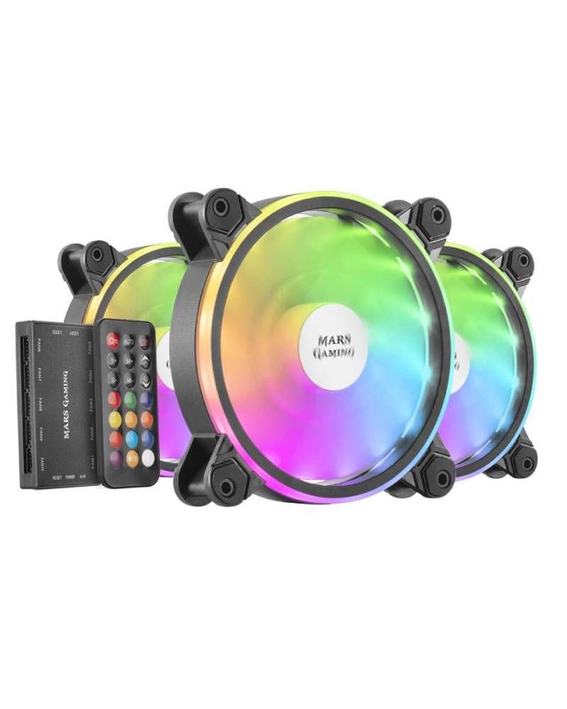 Pack 3 Ventiladores Mars Gaming MFXKIT/ 12cm + HUB + Mando a Distancia - Imagen 1